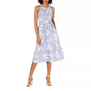 NWT Jessica Howard blue floral strapless midi dress size 6 petite 6P B170